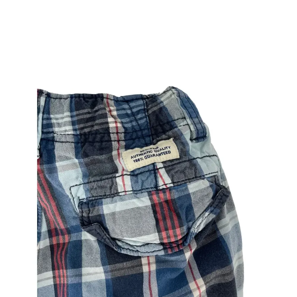 The Children's Place Boys Plaid Cargo Shorts Youth Size 8 Red White Blue